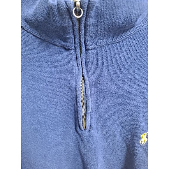 Polo Ralph Lauren Men’s Blue Quarter Zip Estate-Rib Pullover Sweater Size M - Picture 7 of 8